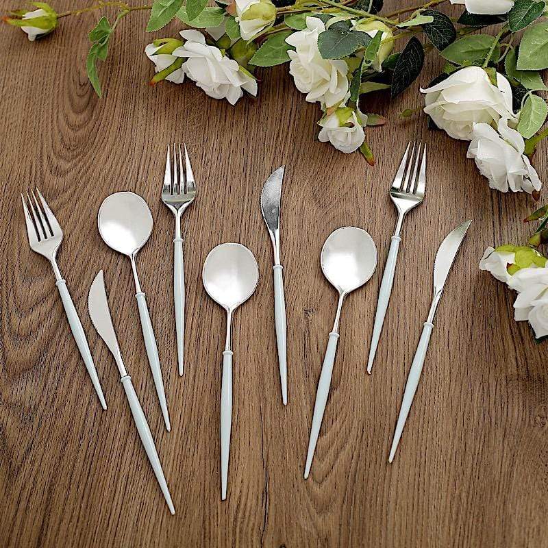 24 Disposable Plastic Cutlery Spoon Fork and Knife Set
