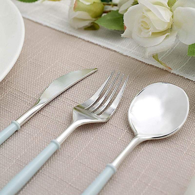 24 Disposable Plastic Cutlery Spoon Fork and Knife Set