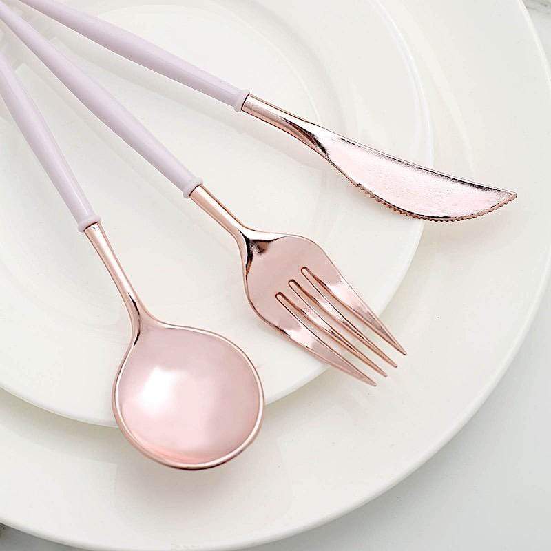 24 Disposable Plastic Cutlery Spoon Fork and Knife Set