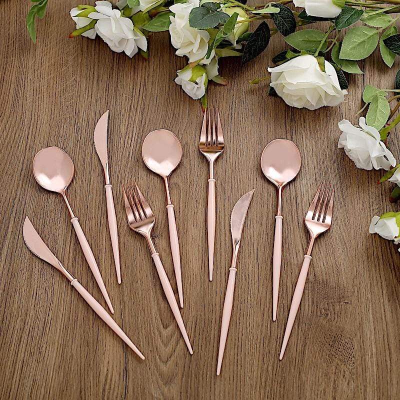 24 Disposable Plastic Cutlery Spoon Fork and Knife Set