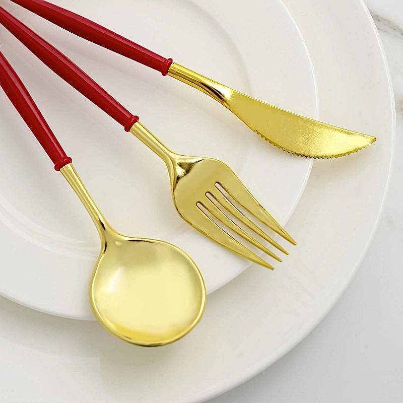 24 Disposable Plastic Cutlery Spoon Fork and Knife Set