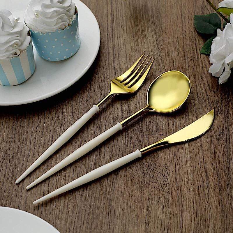 24 Disposable Plastic Cutlery Spoon Fork and Knife Set