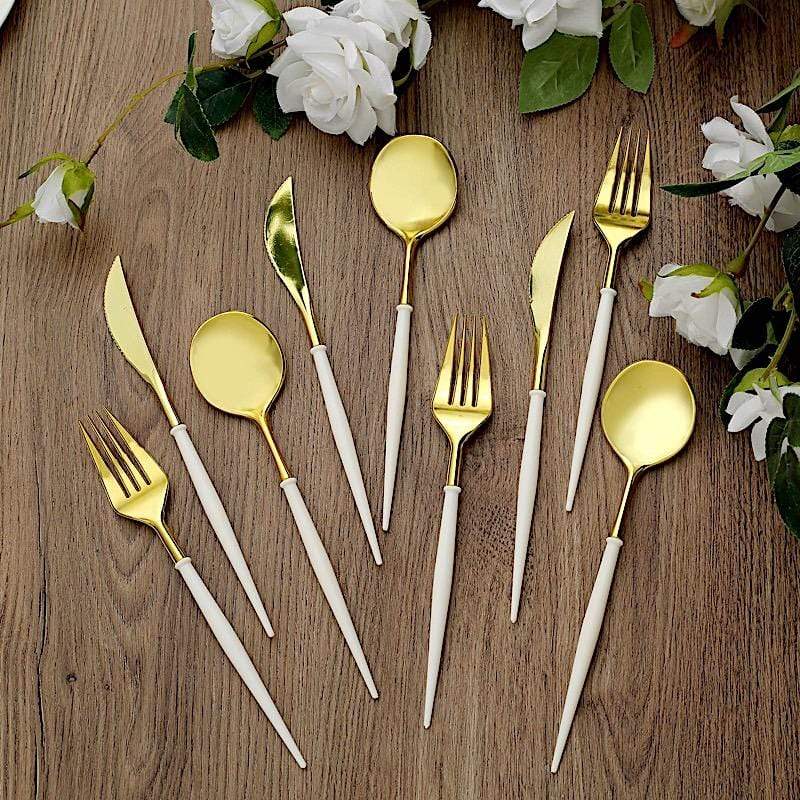 24 Disposable Plastic Cutlery Spoon Fork and Knife Set