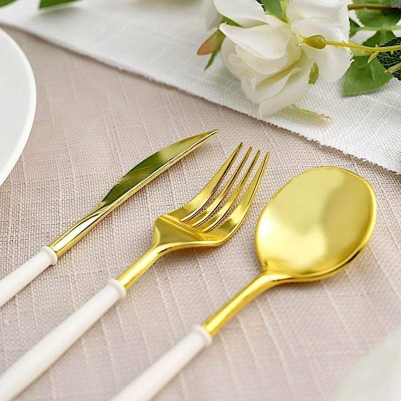 24 Disposable Plastic Cutlery Spoon Fork and Knife Set
