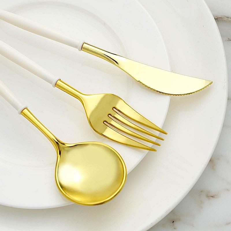 24 Disposable Plastic Cutlery Spoon Fork and Knife Set
