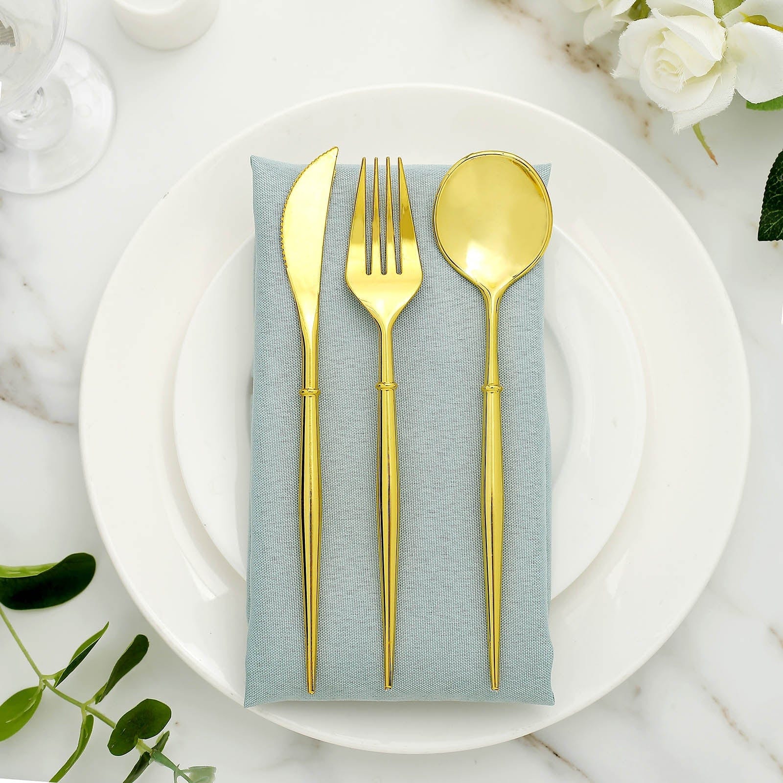 24 Disposable Plastic Cutlery Spoon Fork and Knife Set