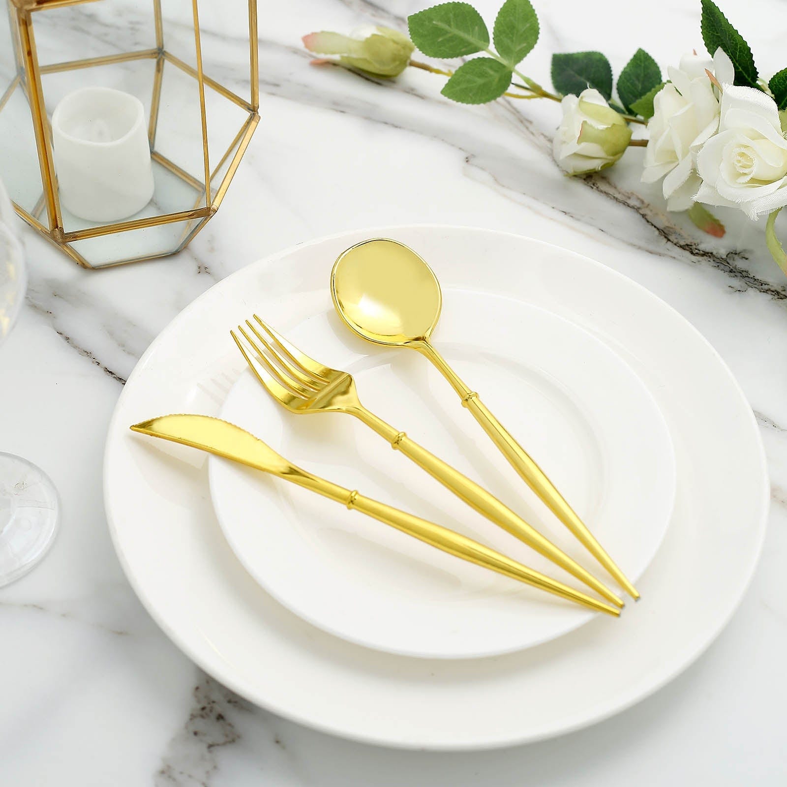 24 Disposable Plastic Cutlery Spoon Fork and Knife Set