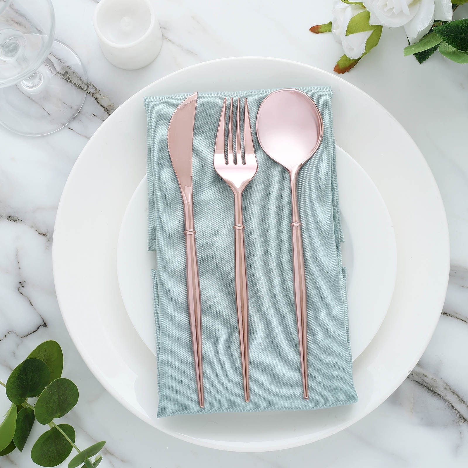 24 Disposable Plastic Cutlery Spoon Fork and Knife Set