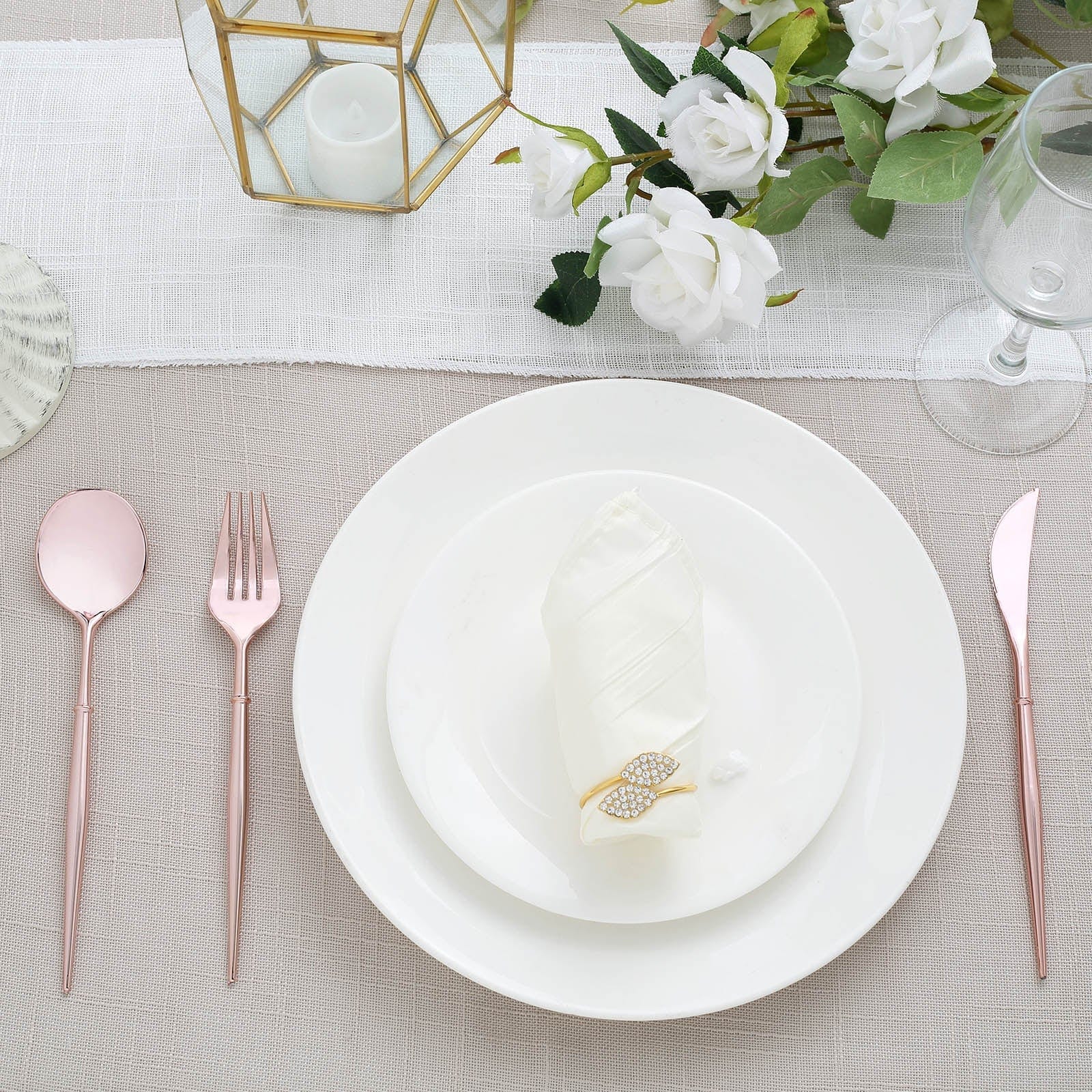 24 Disposable Plastic Cutlery Spoon Fork and Knife Set