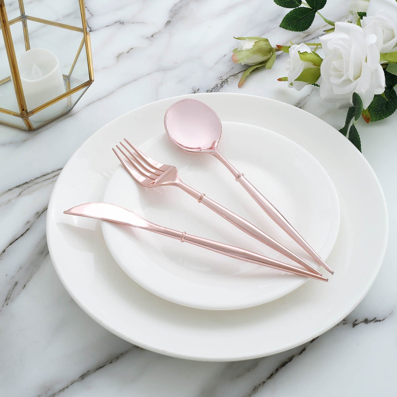 24 Disposable Plastic Cutlery Spoon Fork and Knife Set