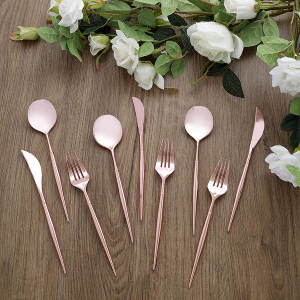 24 Disposable Plastic Cutlery Spoon Fork and Knife Set