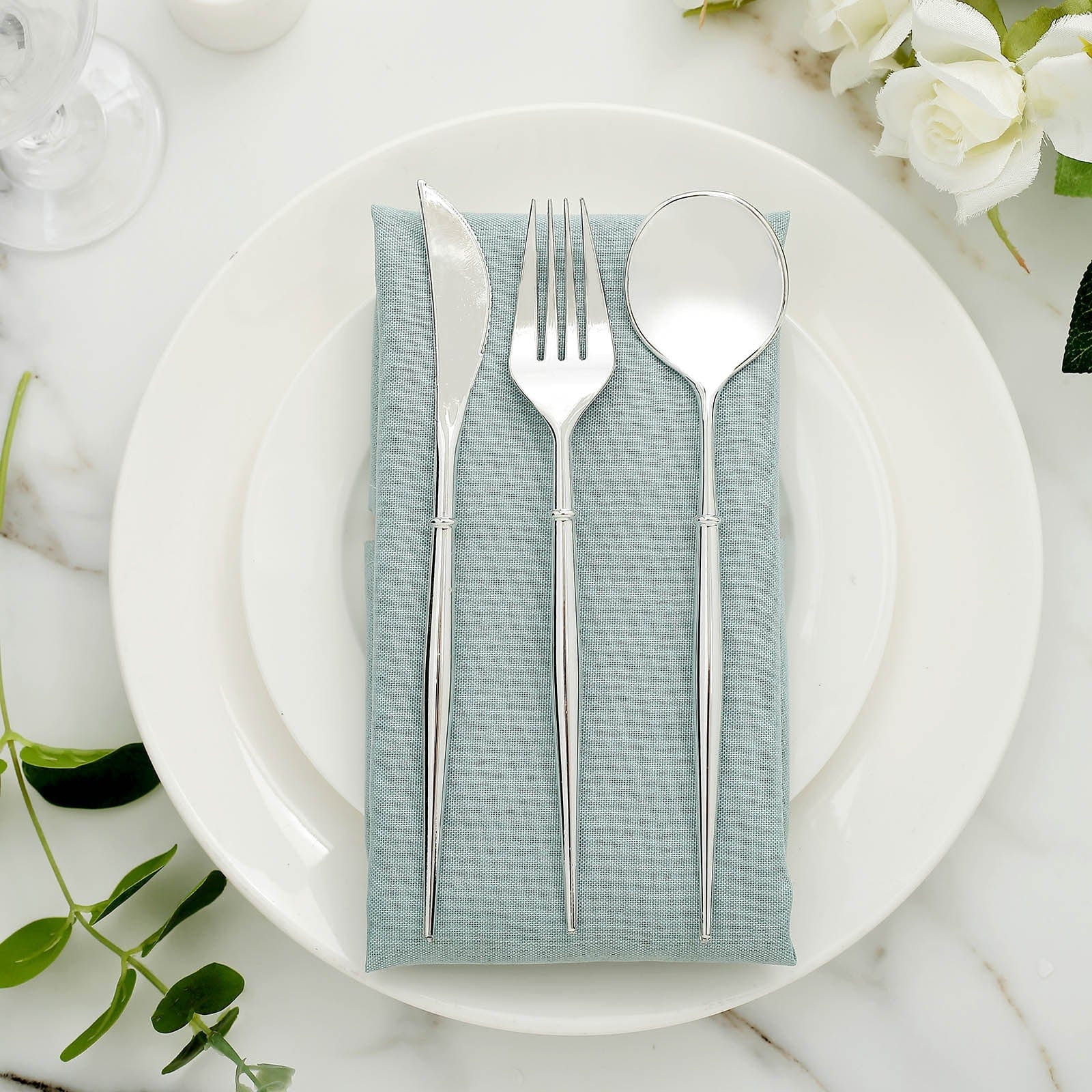 24 Disposable Plastic Cutlery Spoon Fork and Knife Set