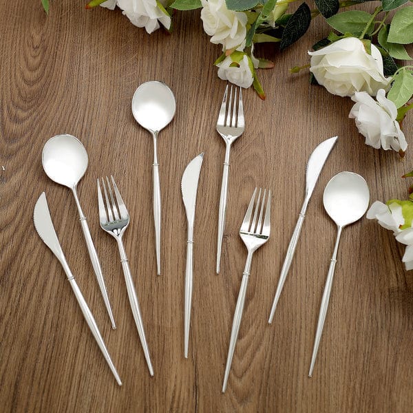 24 Disposable Plastic Cutlery Spoon Fork and Knife Set