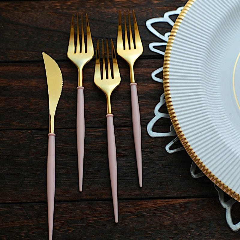 24 Disposable Plastic Cutlery Spoon Fork and Knife Set