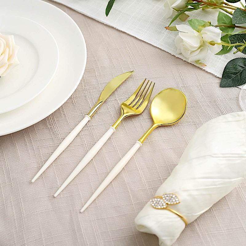 24 Disposable Plastic Cutlery Spoon Fork and Knife Set