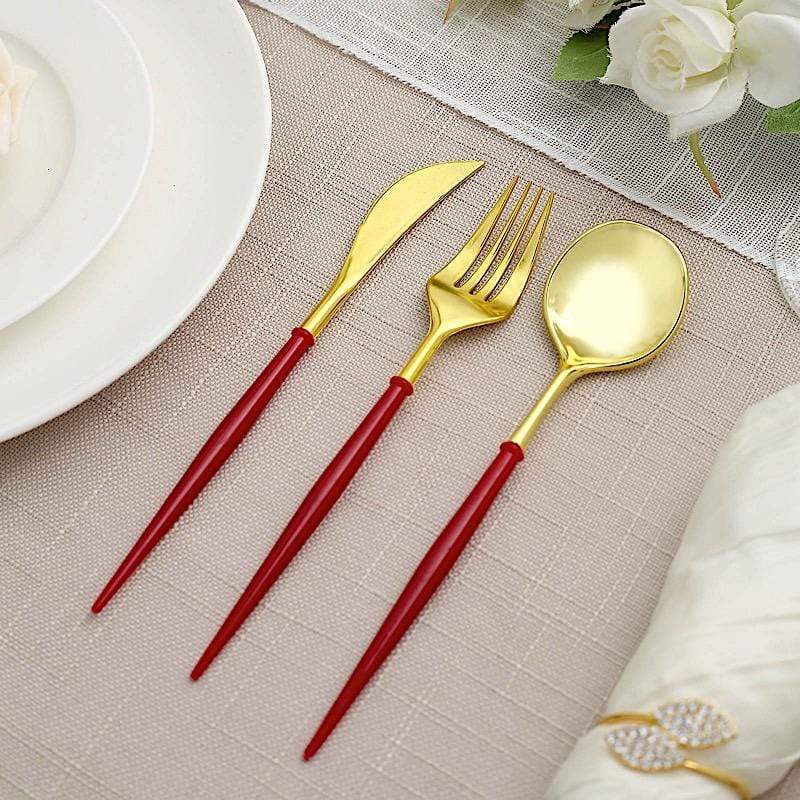24 Disposable Plastic Cutlery Spoon Fork and Knife Set