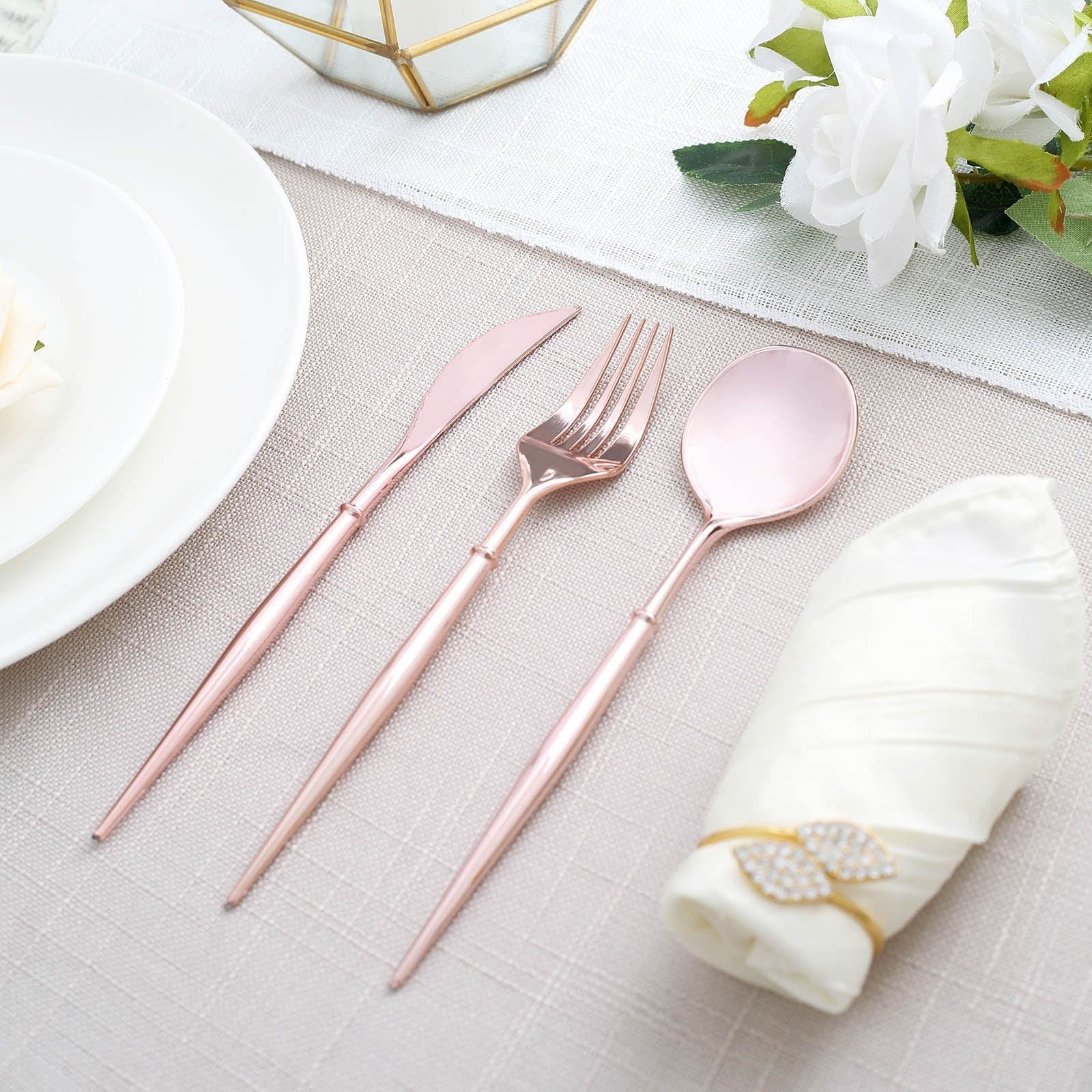 24 Disposable Plastic Cutlery Spoon Fork and Knife Set