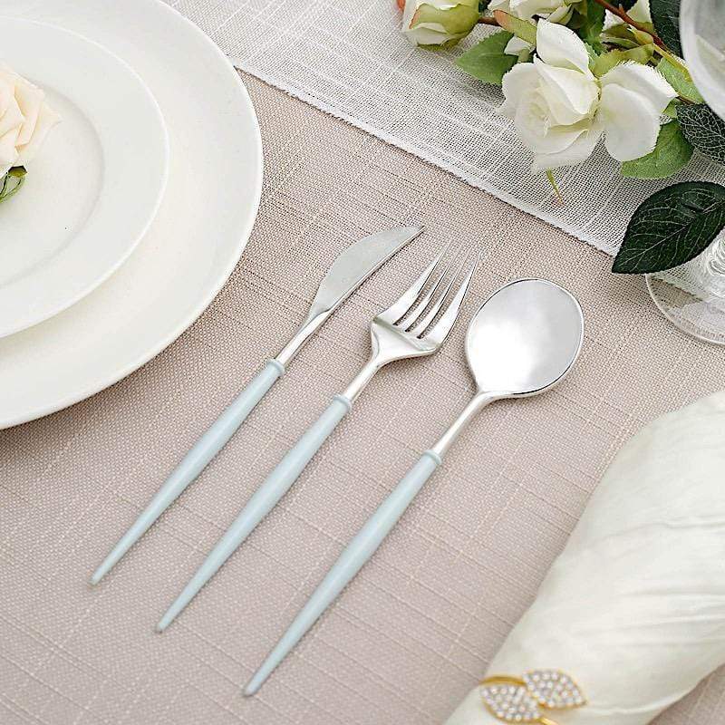 24 Disposable Plastic Cutlery Spoon Fork and Knife Set
