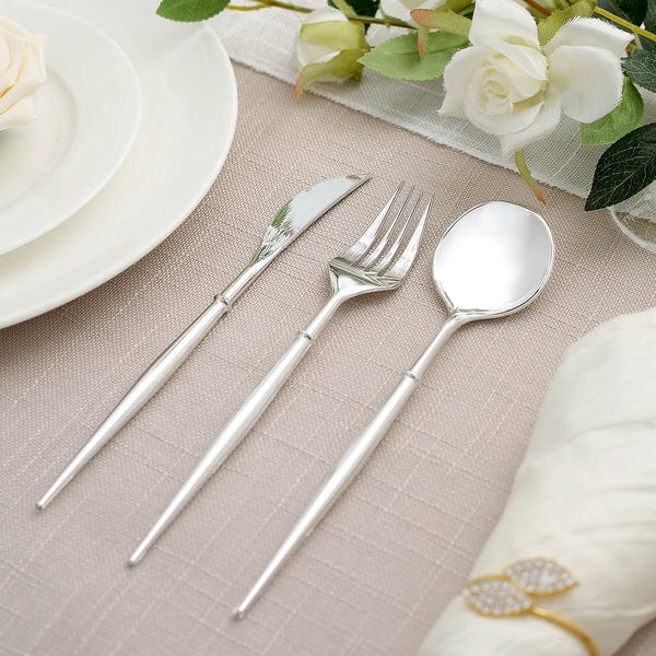 24 Disposable Plastic Cutlery Spoon Fork and Knife Set