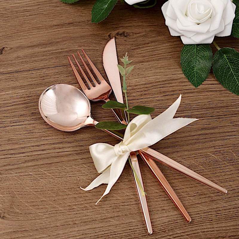24 Disposable Premium Plastic Cutlery Spoon Fork and Knife Set