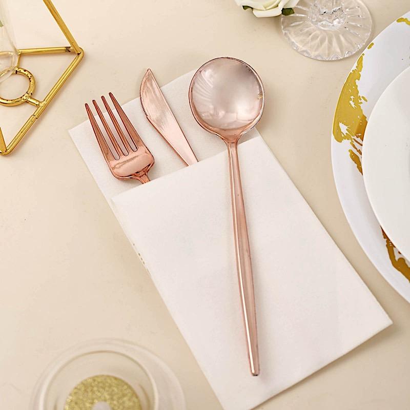 24 Disposable Premium Plastic Cutlery Spoon Fork and Knife Set
