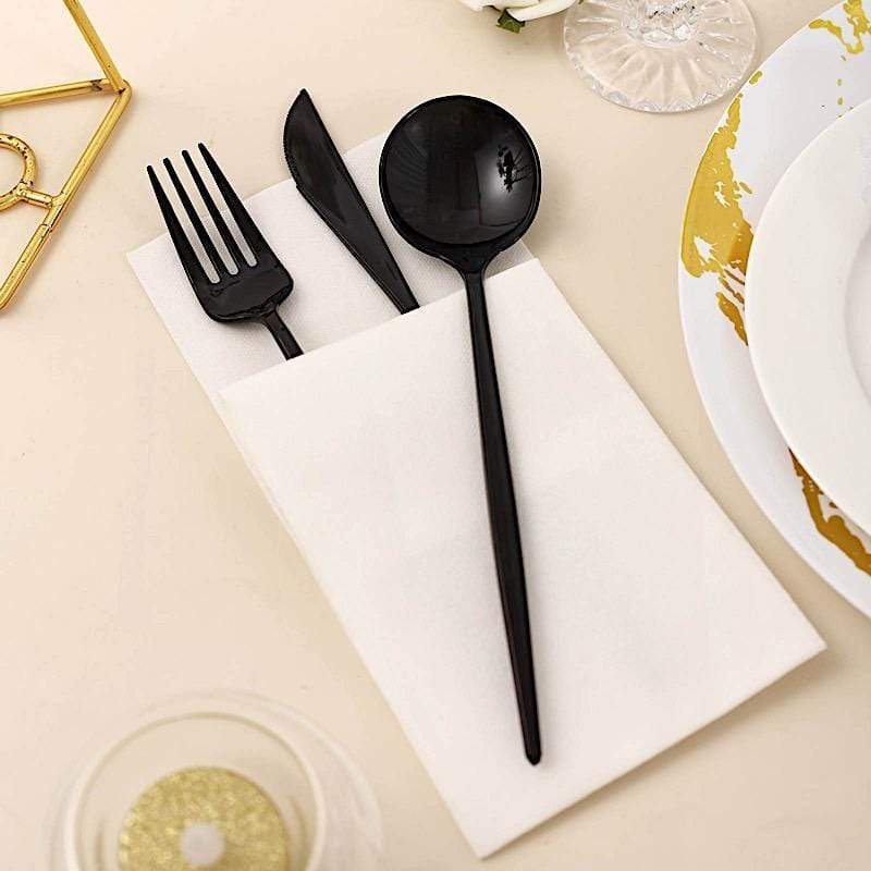24 Disposable Premium Plastic Cutlery Spoon Fork and Knife Set