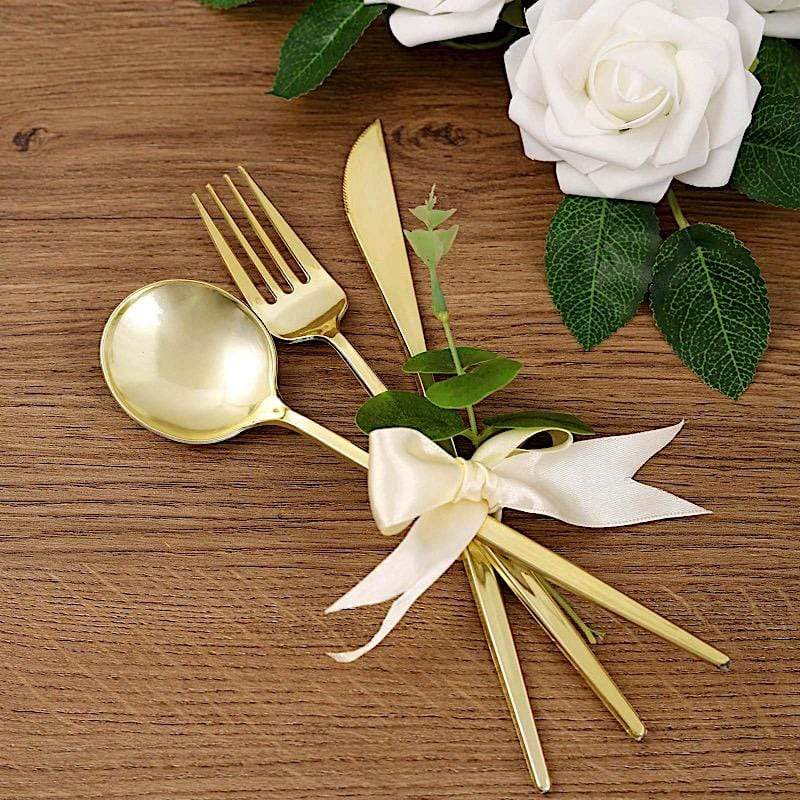 24 Disposable Premium Plastic Cutlery Spoon Fork and Knife Set
