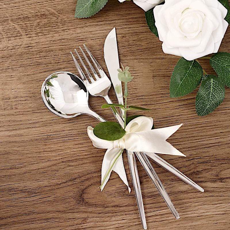 24 Disposable Premium Plastic Cutlery Spoon Fork and Knife Set