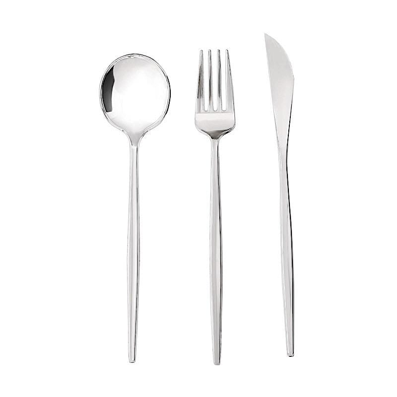 24 Disposable Premium Plastic Cutlery Spoon Fork and Knife Set