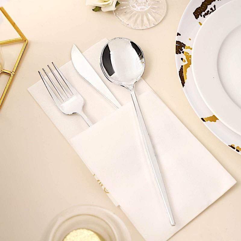 24 Disposable Premium Plastic Cutlery Spoon Fork and Knife Set