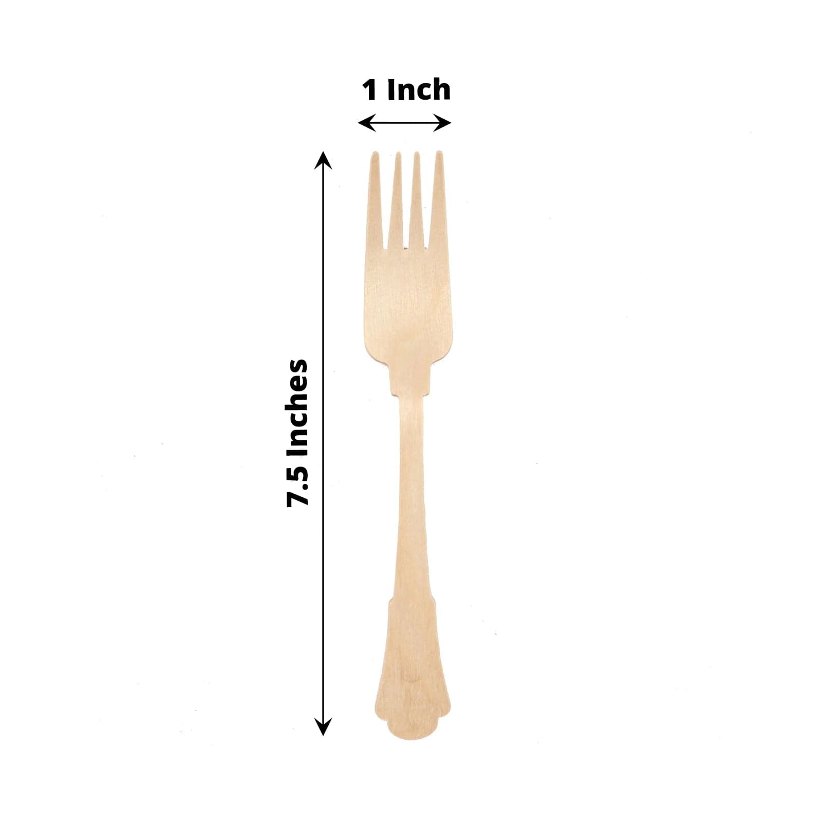 24 Natural 7.5 in Disposable Birchwood Forks with Baroque Design