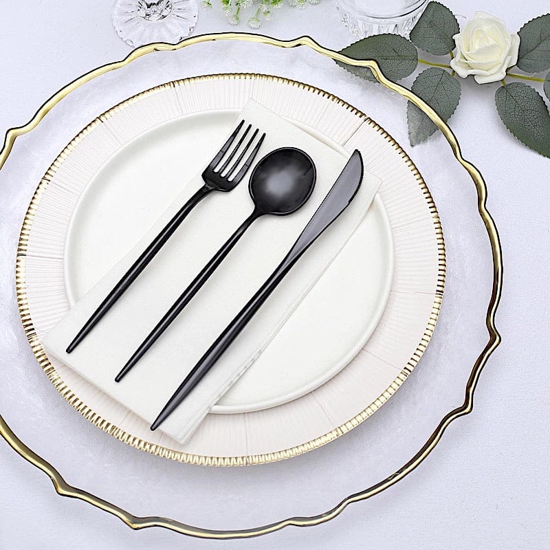 50 Disposable Heavy Duty Plastic Cutlery Spoons Forks and Knives Set