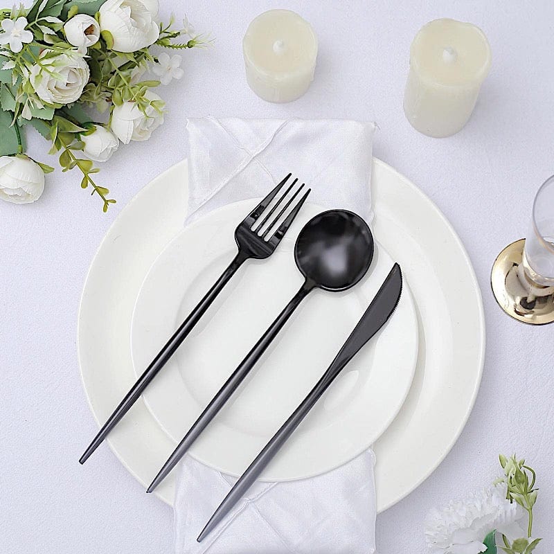 50 Disposable Heavy Duty Plastic Cutlery Spoons Forks and Knives Set