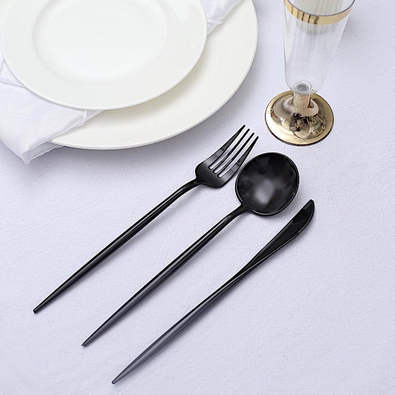 50 Disposable Heavy Duty Plastic Cutlery Spoons Forks and Knives Set