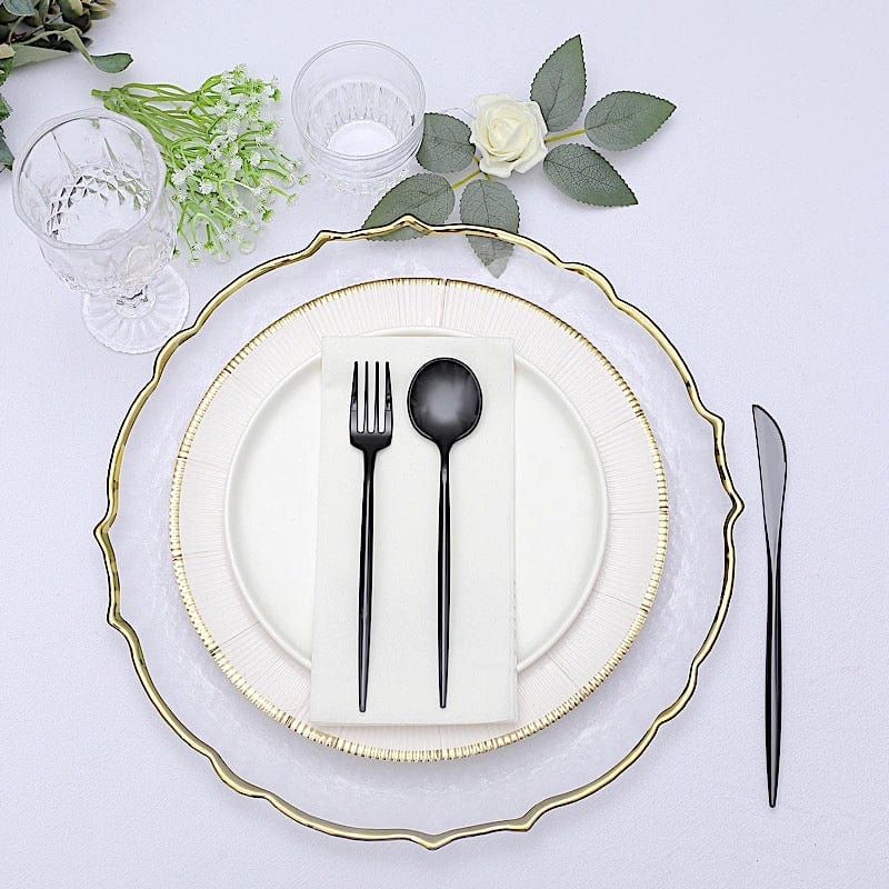 50 Disposable Heavy Duty Plastic Cutlery Spoons Forks and Knives Set