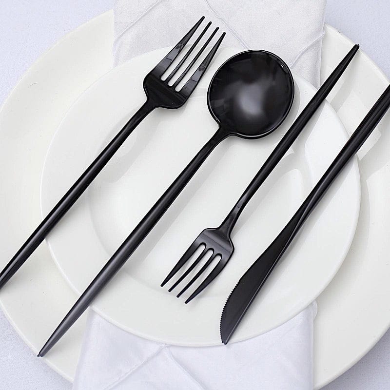 50 Disposable Heavy Duty Plastic Cutlery Spoons Forks and Knives Set