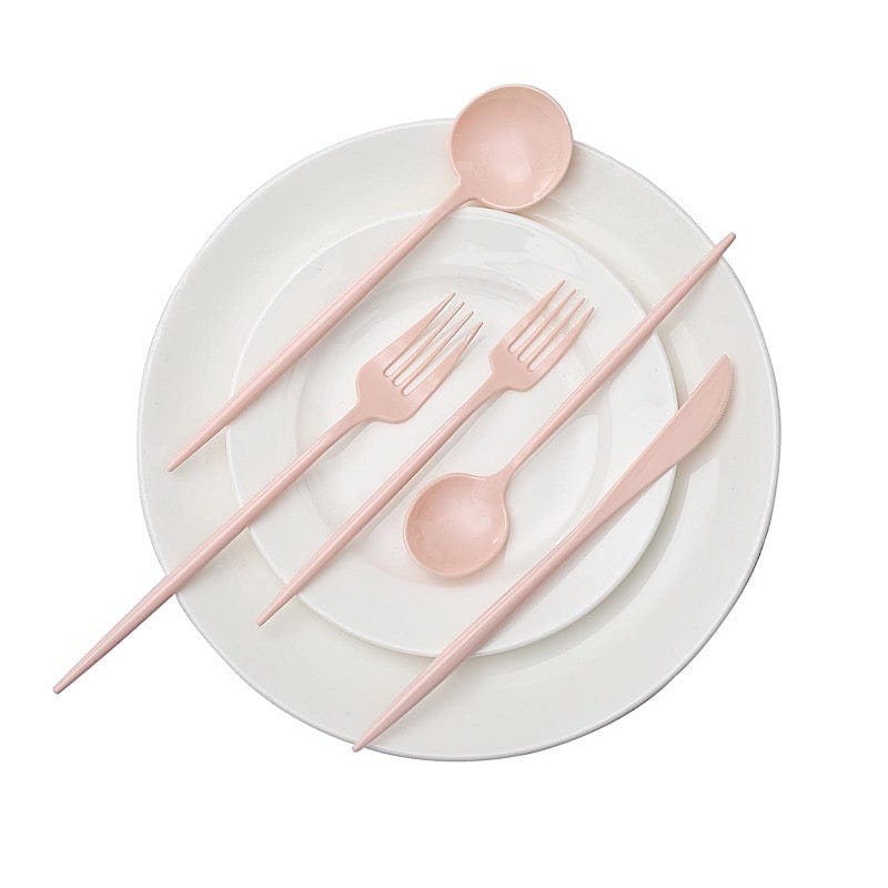 50 Disposable Heavy Duty Plastic Cutlery Spoons Forks and Knives Set