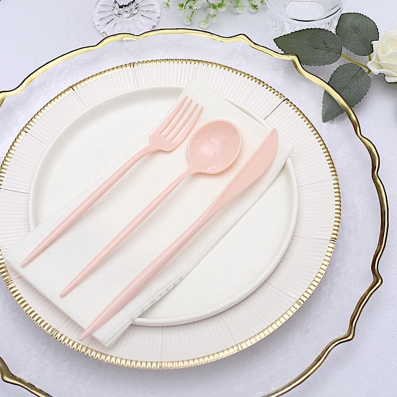 50 Disposable Heavy Duty Plastic Cutlery Spoons Forks and Knives Set
