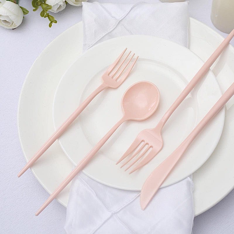 50 Disposable Heavy Duty Plastic Cutlery Spoons Forks and Knives Set