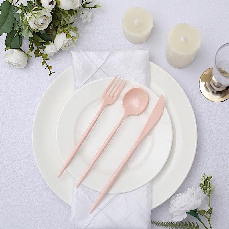 50 Disposable Heavy Duty Plastic Cutlery Spoons Forks and Knives Set
