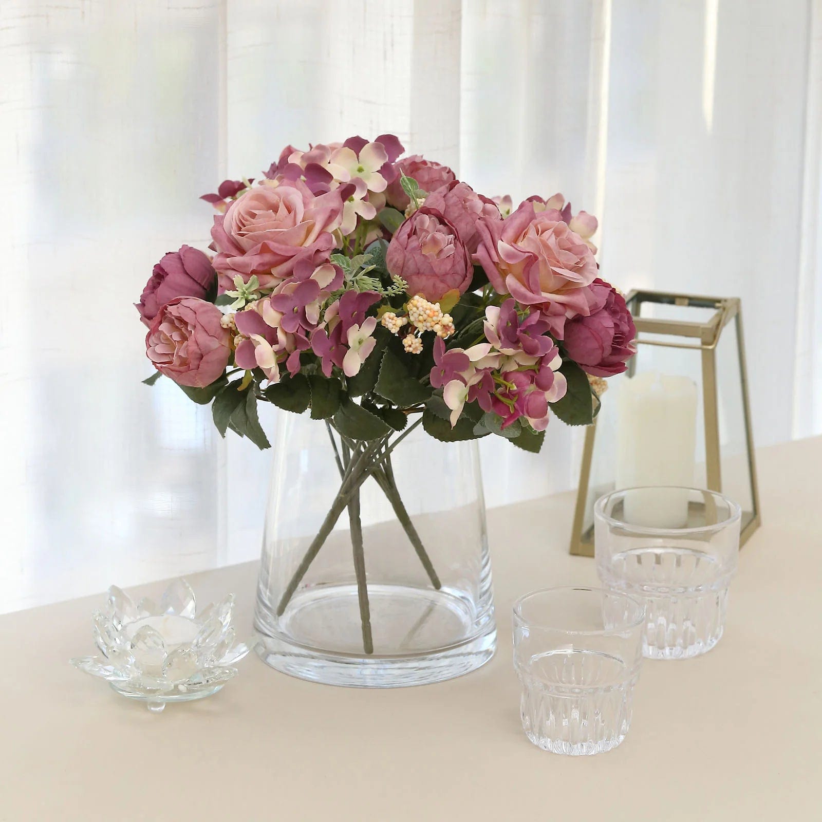 2 Bouquets 12 in Assorted Artificial Flowers Silk Floral Bushes