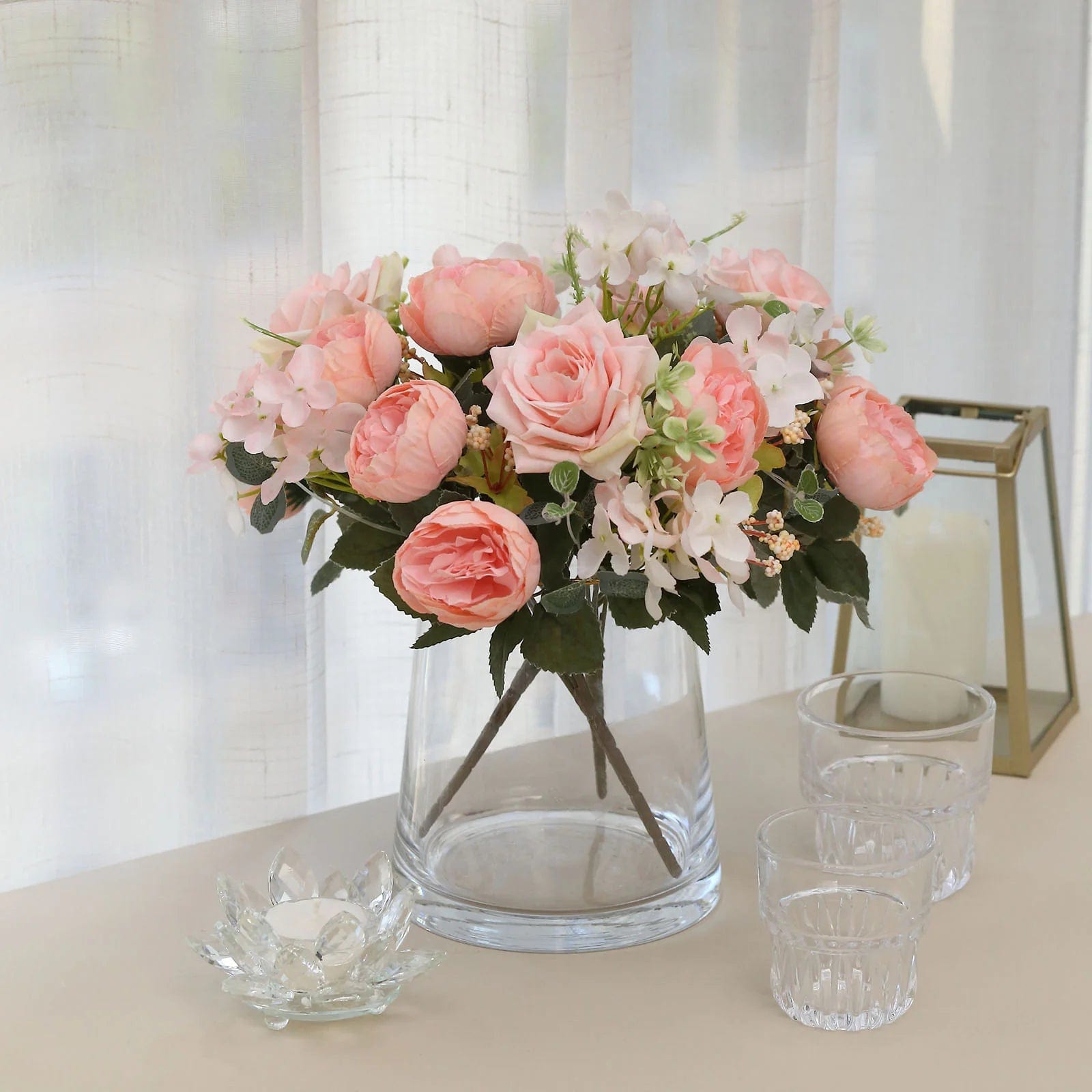 2 Bouquets 12 in Assorted Artificial Flowers Silk Floral Bushes