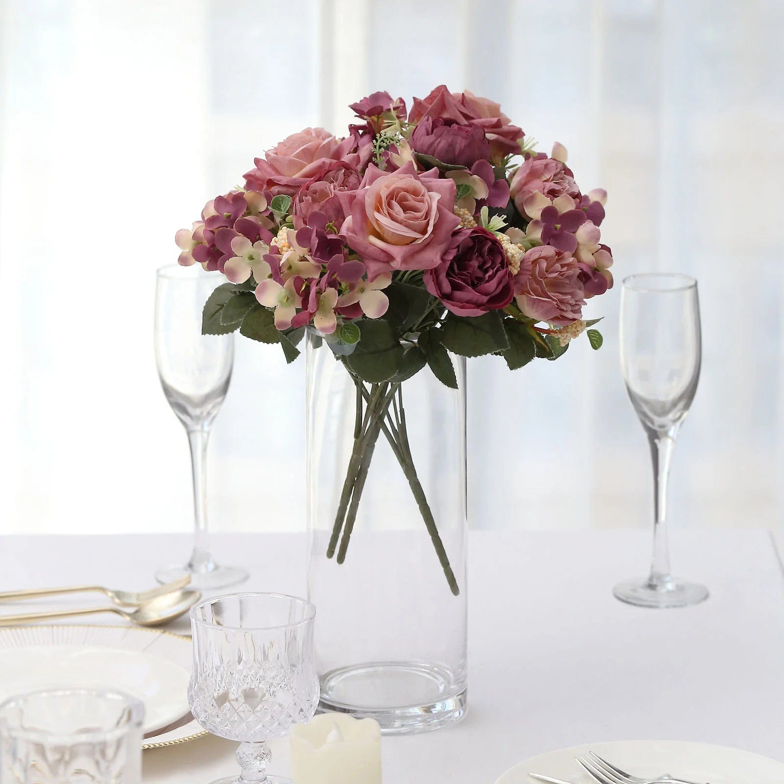 2 Bouquets 12 in Assorted Artificial Flowers Silk Floral Bushes