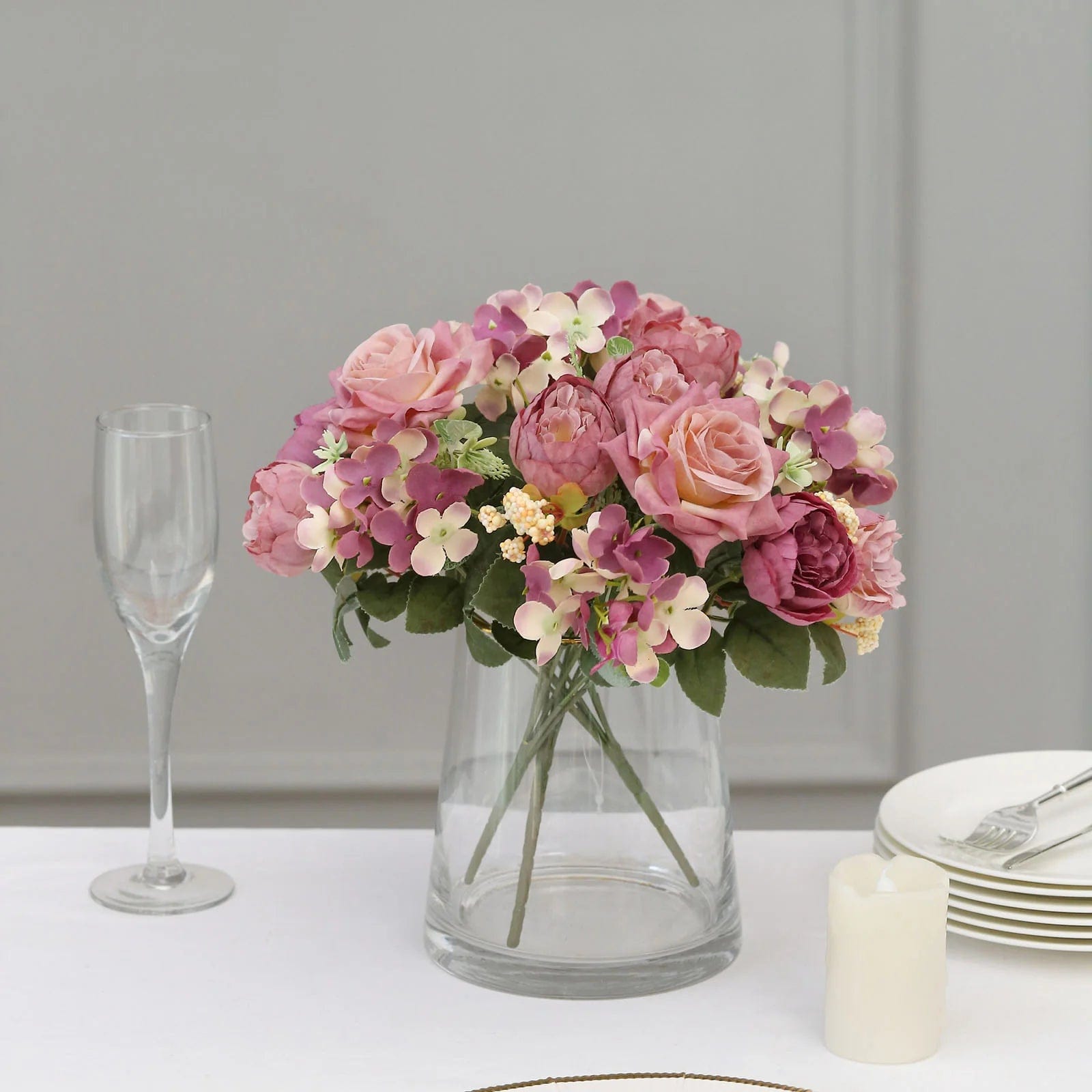 2 Bouquets 12 in Assorted Artificial Flowers Silk Floral Bushes