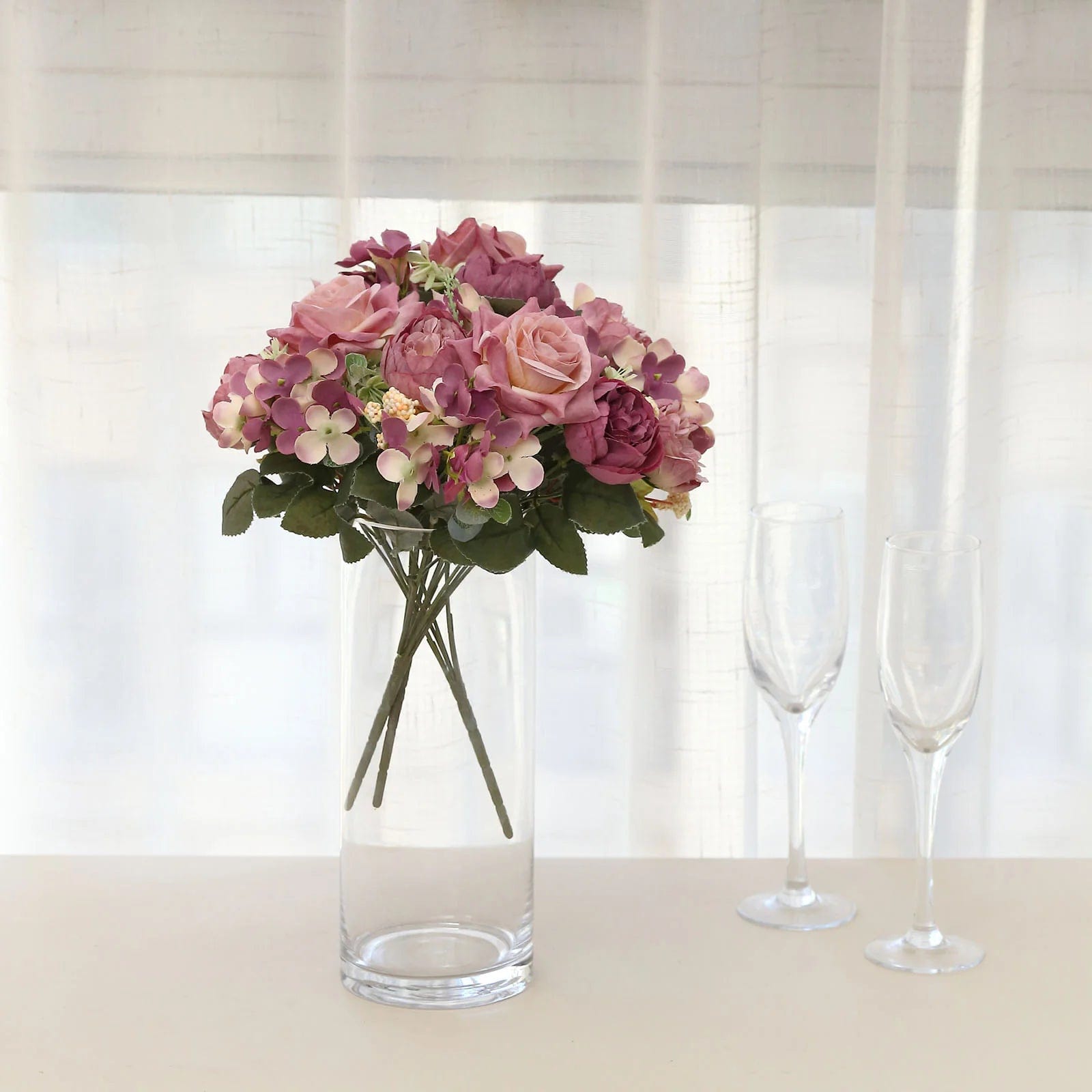 2 Bouquets 12 in Assorted Artificial Flowers Silk Floral Bushes