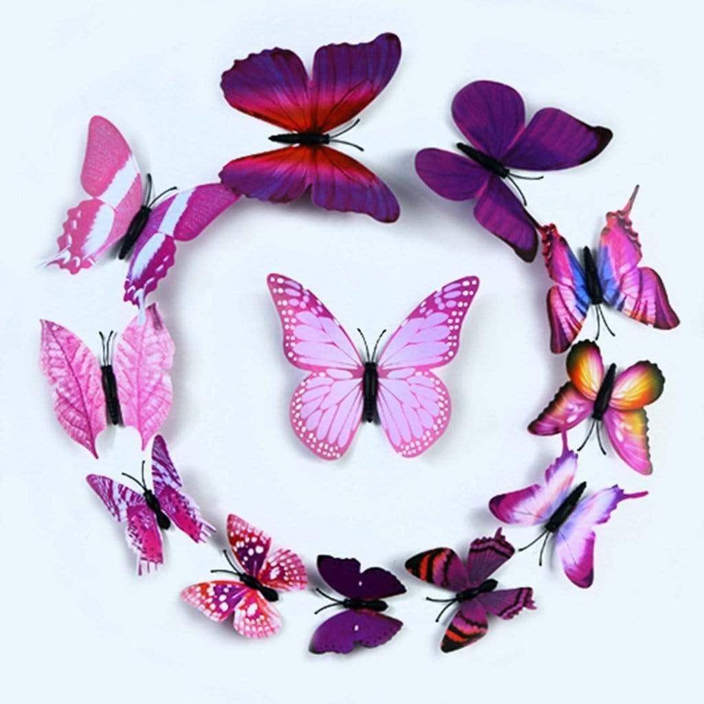 Colorful 3D Butterfly Stickers With Magnets - 72 Pieces For Party Decor, Wall, Fridge (12 Styles)