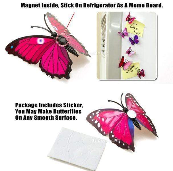12 pcs Multicolored Summer 3D Butterflies Decor Stickers DIY Crafts Wall Decals