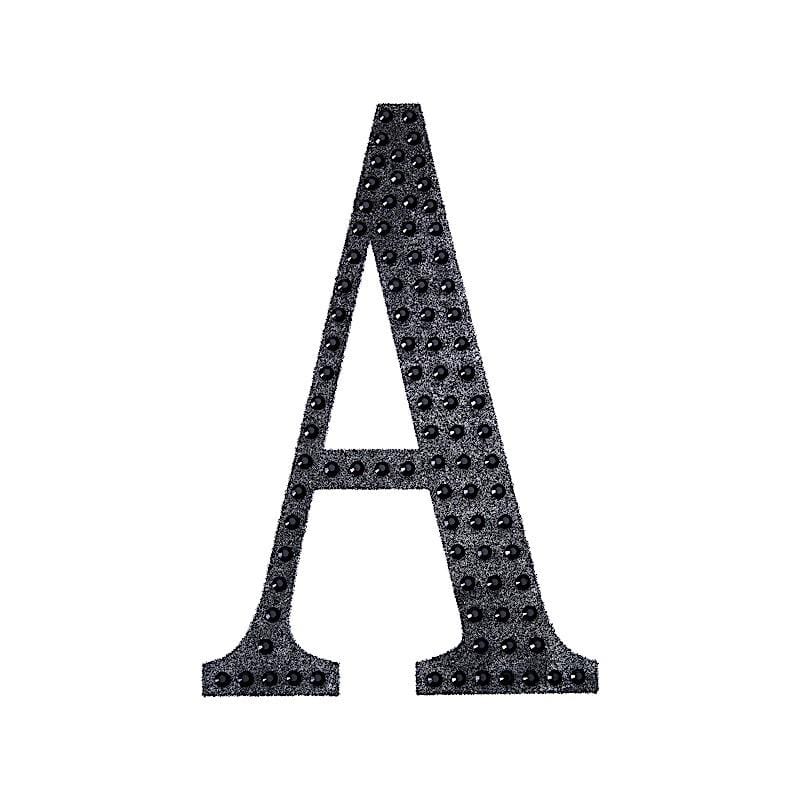 4 in Letter Black Self-Adhesive Rhinestones Gems Sticker