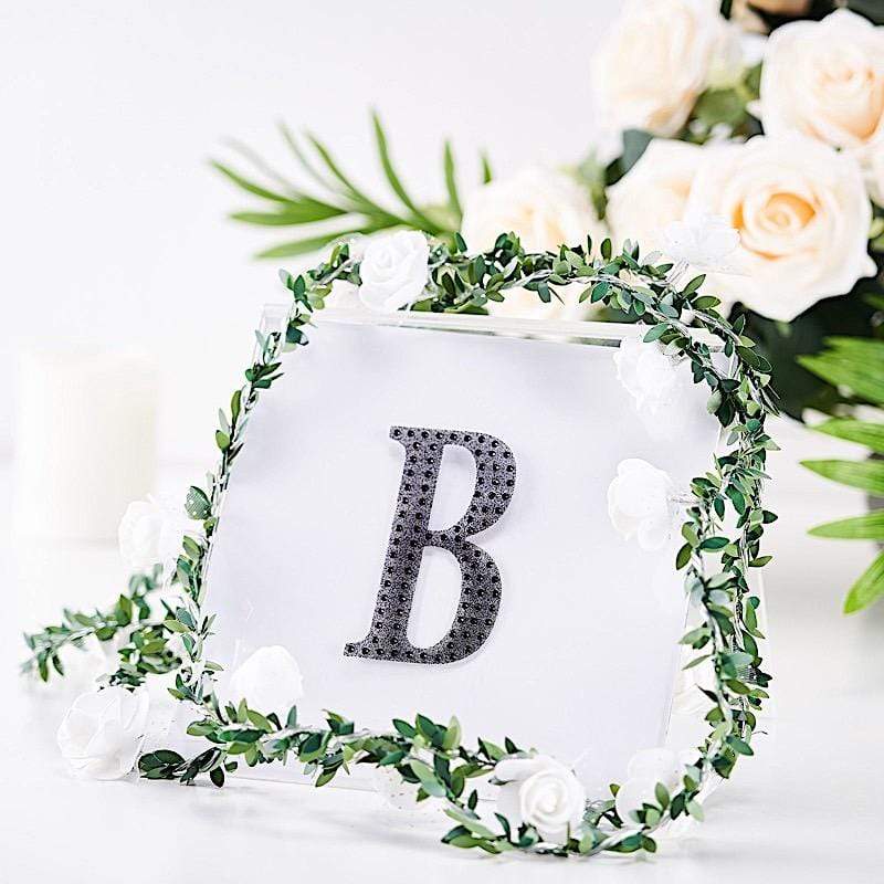 4 in Letter Black Self-Adhesive Rhinestones Gems Sticker