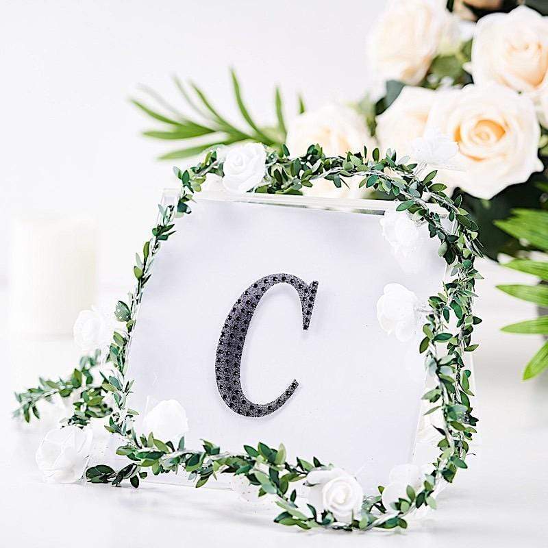 4 in Letter Black Self-Adhesive Rhinestones Gems Sticker